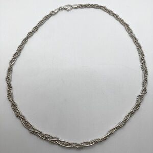 Vtg Sterling Silver Ball & Snake Braided Link Chain 925 Italy 17”